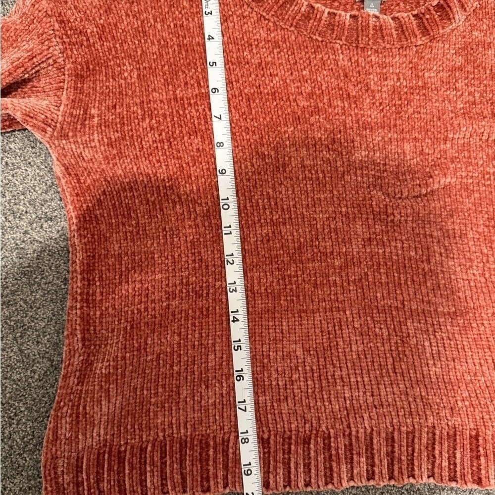 Aerie Women Terracotta Orange Chenille Knit Crewneck Oversized Sweater Small - Picture 7 of 9